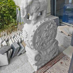 来宾芝麻白抱鼓石 庭院抱鼓石