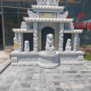 来宾芝麻白中国黑石材套墓 花岗岩墓碑